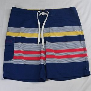 Sperry 36 x 8" Red Blue‎ Stripe Linerless Hybrid Board Shorts